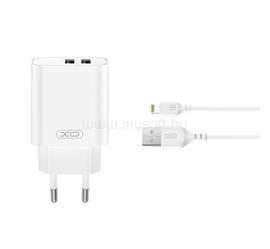 XO CE34 hálózati töltő 2 USB aljzat 12W, gyorstöltő + lightning kábel, FEHÉR XO_CE34+LIGHTNING small
