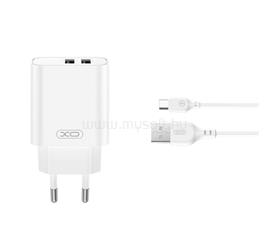 XO CE34 hálózati töltő 2 USB aljzat 12W, gyorstöltő + Type-C kábel, FEHÉR XO_CE34+TYPEC small