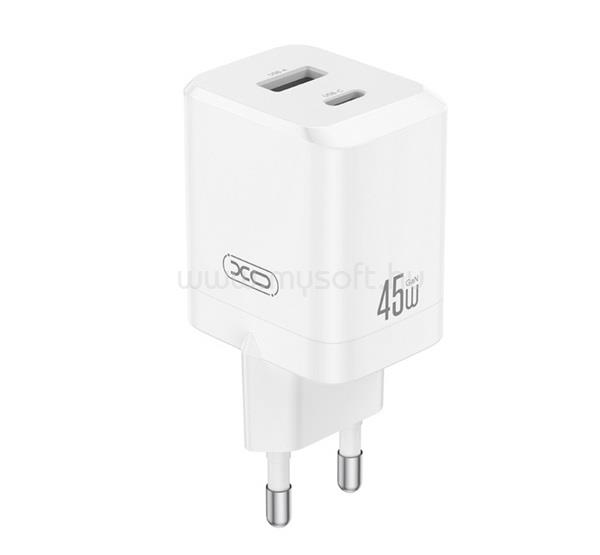 XO CE36 hálózati töltő USB+Type-C aljzat 45W, PD gyorstöltő 3.0, FEHÉR