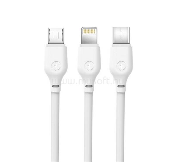 XO XO NB103 adatkábel 3in1 USB - Type-C/lightning/microUSB, 100cm, FEHÉR