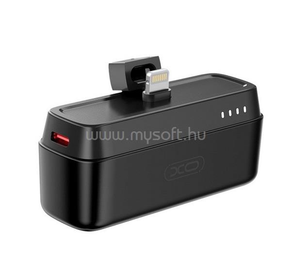 XO PR244 vésztöltő lightning aljzat 5000mAh, LED jelzés, FEKETE