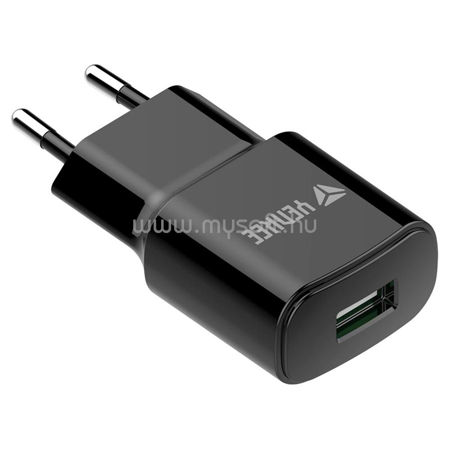 YENKEE HÁLÓZATI GYORSTÖLTŐ, 12W, USB-A, FEKETE