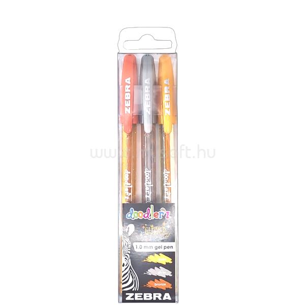 ZEBRA Doodlerz Glitter 3pcs set zselés toll