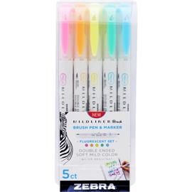 ZEBRA Mildliner Brush Fluorescent 5db-os kettős végű ecset marker ZEBRA_79105 small
