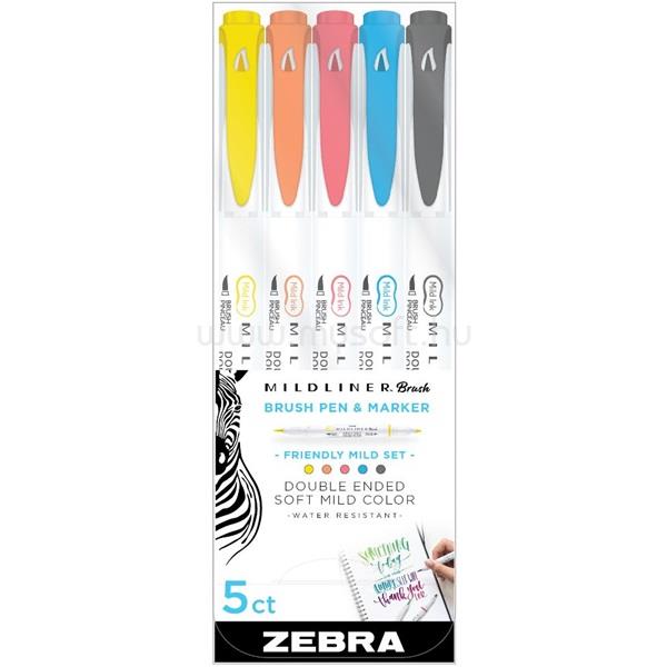 ZEBRA Mildliner Brush Friendly 5db-os kettős végű ecset marker