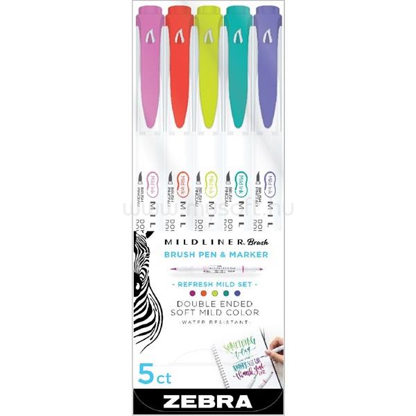 ZEBRA Mildliner Brush Refresh 5db-os kettős végű ecset marker