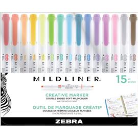 ZEBRA Szövegkiemelő készlet, 1,4/4 mm, kétvégű, Mildliner Highlighter, 15 különböző szín ZEBRA_64490 small