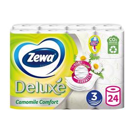 ZEWA Toalettpapír 3 rétegű kistekercses 100% cellulóz 150 lap/tekercs 24 tekercs/csomag Deluxe Camomile Comfort hófehér ZEWA_52632 small