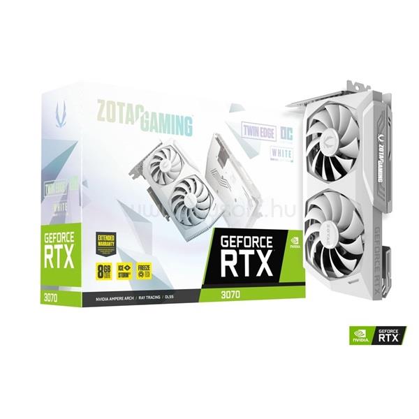ZOTAC Videokártya nVidia GeForce RTX 3070 Twin Edge GAMING White Edition 8GB GDDR6 OC (LHR)
