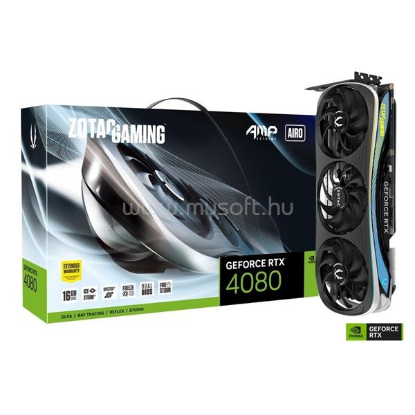 ZOTAC Videókártya nVidia GeForce RTX 4080 AMP Extreme Airo GAMING 16GB GDDR6X