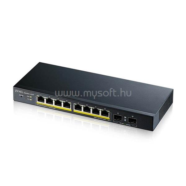 ZYXEL GS1900-10HP v2 8port GbE LAN PoE (70W) 2port GbE SFP smart menedzselhető PoE switch