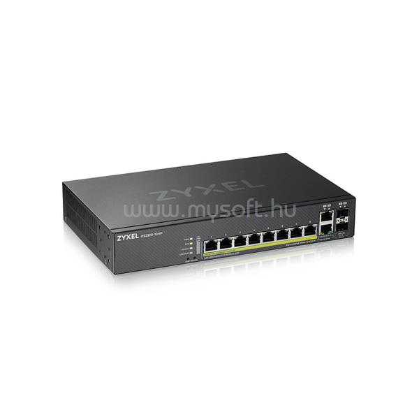 ZYXEL GS220-10HP-EU0101F Switch 8x1000Mbps (8xPOE) + 2xGigabit kombó SFP, Menedzselhető Rackes